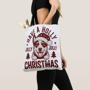 Christmas Blue Heeler Holly Jolly Dog Mom Vintage Tote Bag