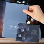 Christmas Blue Ornaments Folded Holiday Card<br><div class="desc">A beautiful blue Christmas tree and ornaments are featured on the front and your personalized greeting on the inside of these folded holiday greeting cards.</div>