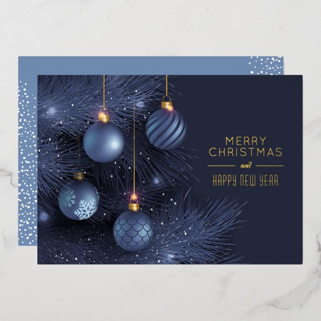 Christmas Blue Ornaments Gold (Front/Back)