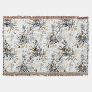 Christmas Blue Pine Cones Throw Blanket