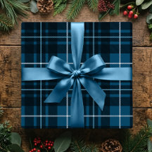 Christmas Blue Plaid Traditional Holiday