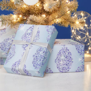 Christmas Blue Purple Sparkle Design Wrapping Paper