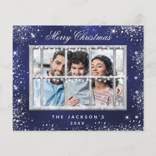 Christmas blue silver photo window budget flyer (Front)