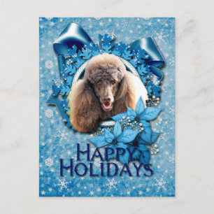 Christmas - Blue Snowflake - Poodle - Chocolate Holiday Postcard
