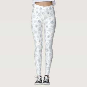 Christmas Blue Snowflake Watercolor Leggings