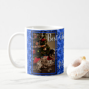 Christmas Blue Star Pattern Personalized Pet Photo Coffee Mug
