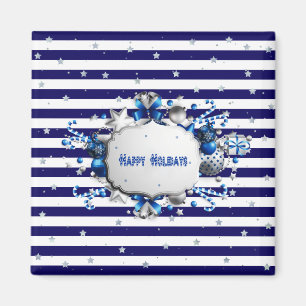Christmas Blue Striped Magnet