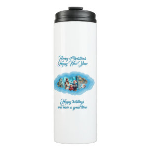 Christmas blue thermal tumbler