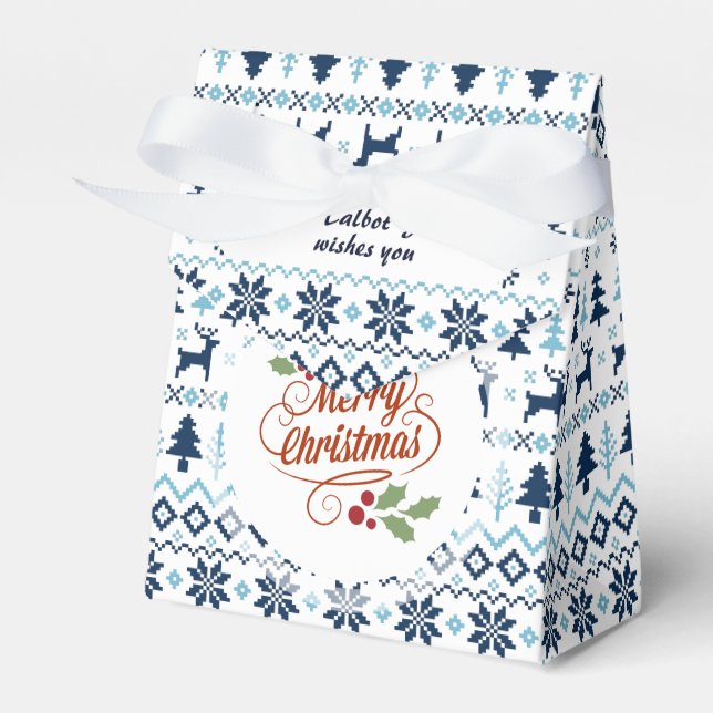 CHRISTMAS Blue Traditional personalized Favour ten Favor Box (Front Side)