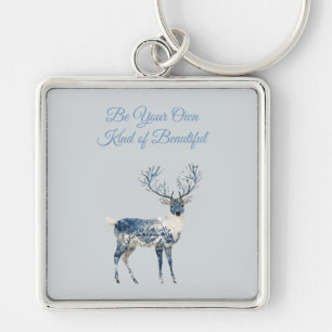 Christmas Blue White Chic Deer Keychain