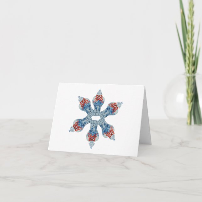 Christmas Blue White Ginger Jar Thank You Note Card (Front)