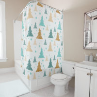 Christmas blue white snowflakes tree pattern