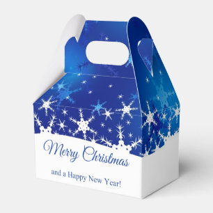 Christmas Blue Winter Snowflakes Favor Box