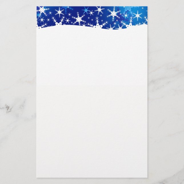 Christmas Blue Winter Snowflakes Stationery (Front)