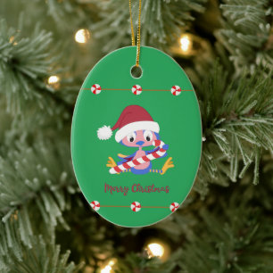Christmas Bluebird Candy Decor Custom Year Oval Ceramic Ornament