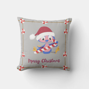 Christmas Bluebird Candy Decor Two Sided Throw Pillow