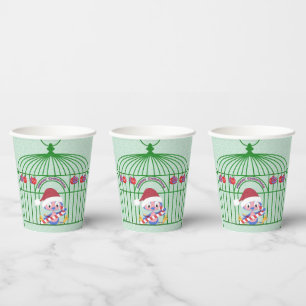 Christmas BlueBird Holiday Decorated Bird Cage Paper Cups