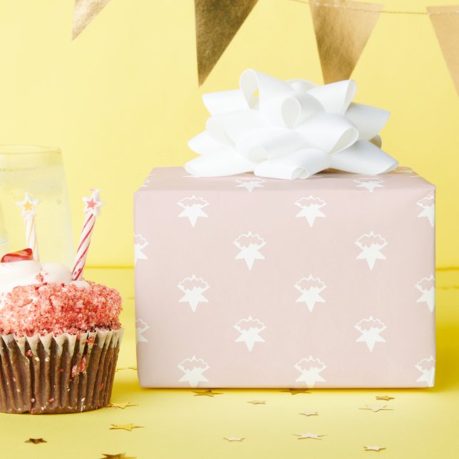 Christmas blush pink white snowflakes snow stars  wrapping paper (Birthday Party)