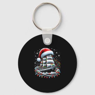 Christmas Boating Sailing Cruise Boat Surrounded B Keychain