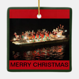 Christmas Boats on a Christmas Ceramic Ornament