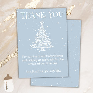 Christmas Boho Blue Boy Baby Shower Thank You Card