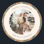 Christmas Boho Botanical Greenery Photo Custom Classic Round Sticker<br><div class="desc">Christmas Boho Botanical Greenery Photo Custom Classic Round Sticker</div>