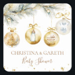 Christmas Boho Merry Little Baby Shower Square Sticker<br><div class="desc">Add festive charm to your baby shower with these Christmas boho "Merry Little Baby" stickers! Perfect for favours,  decor,  or sealing invitations,  they bring cozy holiday vibes to your celebration. A sweet touch for a memorable seasonal baby shower!</div>
