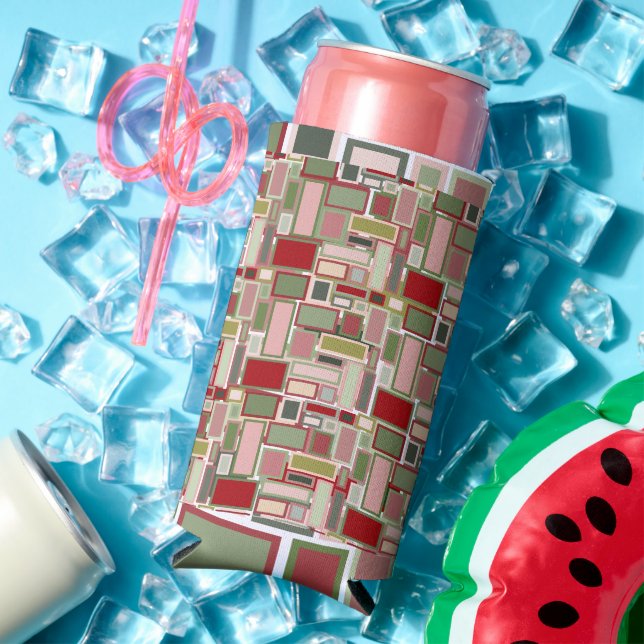 Christmas Boho Rectangles  Seltzer Can Cooler (In Situ Summer)