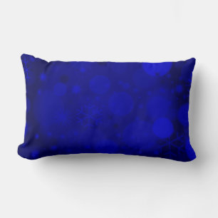 Christmas Bokeh, Blue Lumbar Throw Pillow
