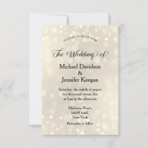 Christmas bokeh lights background wedding invitation