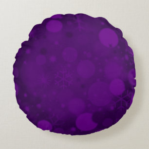 Christmas Bokeh, Purple-ROUND THROW PILLOW