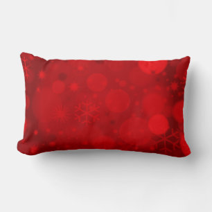 Christmas Bokeh, Red Lumbar Throw Pillow