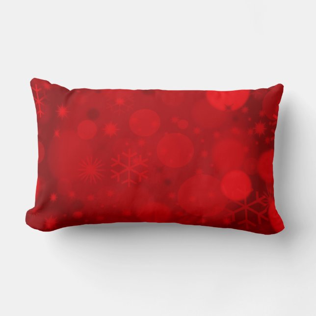 Christmas Bokeh, Red Lumbar Throw Pillow (Front)