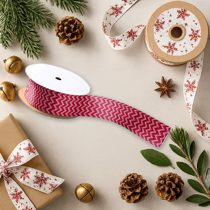 Christmas Bold Chevron Design Satin Ribbon