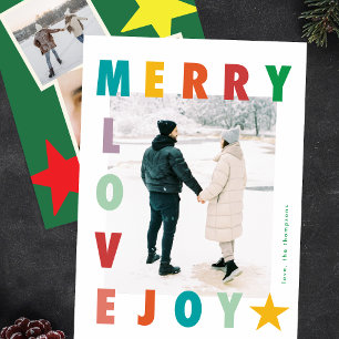 Christmas   BOLD Modern MERRY LOVE JOY multi photo Holiday Card