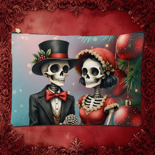 Christmas Bone Romance, A festive skeleton couple. Accessory Pouch (Creator Uploaded)