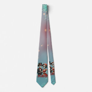 Christmas Bone Romance, A festive skeleton couple. Tie