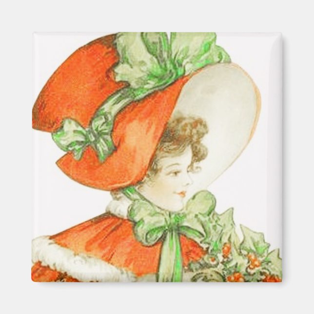 Christmas Bonnet Vintage Magnet (Front)