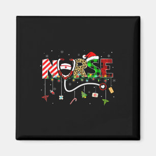 Christmas Boo Boo Crew Reindeer Nurse Buffalo Plai Magnet