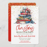 Christmas Book Club Library Party Invitation<br><div class="desc">A gorgeous book club Christmas party invitation. This fabulous invitation features a pile of books and ribbons on a gold confetti background. Easy to personalize with your own Xmas book club or library party details.</div>