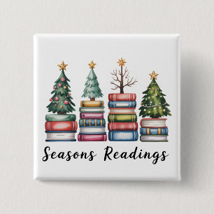 Christmas Book Lover Teacher Reading Season Xmas 2 Inch Square Button