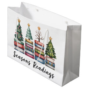 Christmas Book Lover Teacher Reading Season Xmas Large Gift Bag