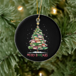Christmas Book Lover Tree Librarian Merry Bookmas  Ceramic Ornament<br><div class="desc">Christmas Book Lover Tree Librarian Merry Bookmas</div>