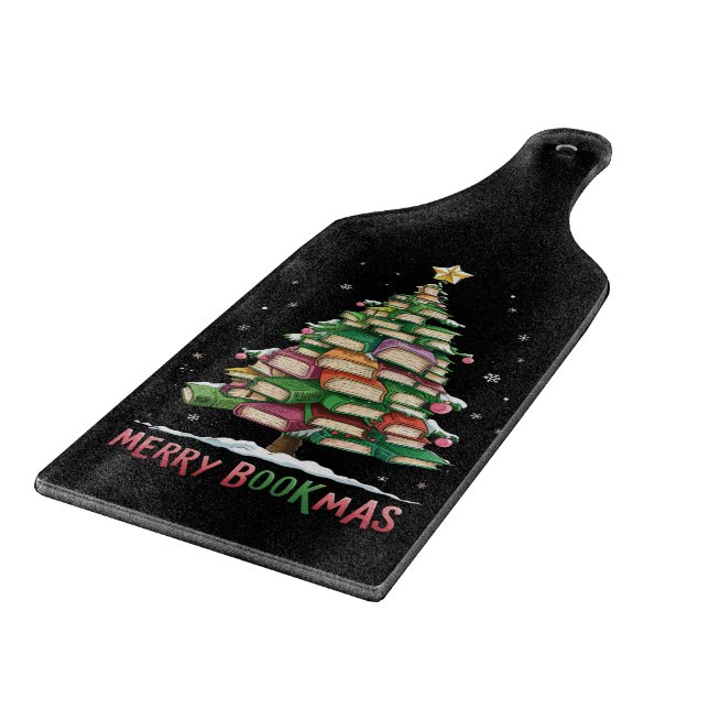 Christmas Book Lover Tree Librarian Merry Bookmas  Cutting Board (Corner)