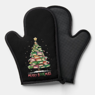 Christmas Book Lover Tree Librarian Merry Bookmas  Oven Mitt