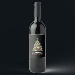 Christmas Book Lover Tree Librarian Merry Bookmas  Wine Label<br><div class="desc">Christmas Book Lover Tree Librarian Merry Bookmas</div>