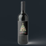 Christmas Book Lover Tree Librarian Merry Bookmas  Wine Label<br><div class="desc">Christmas Book Lover Tree Librarian Merry Bookmas</div>