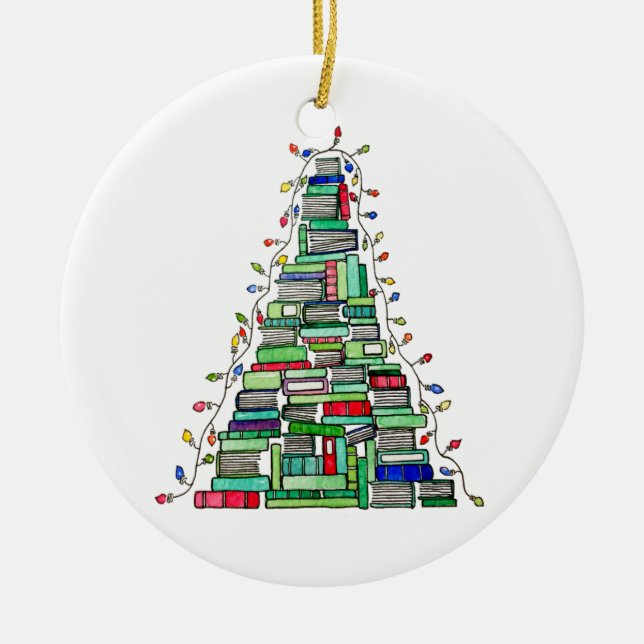 Christmas Book Tree 2017 Ceramic Ornament (Front)