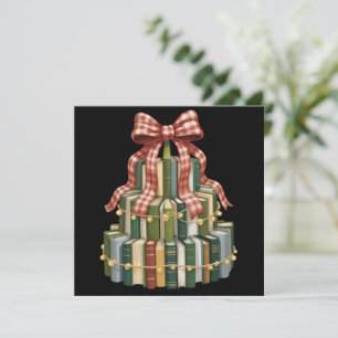 Christmas Book Tree Book Teacher Reading Bookish  Holiday Card