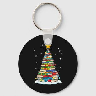 Christmas Book Tree Funny Librarians Books Lover Keychain